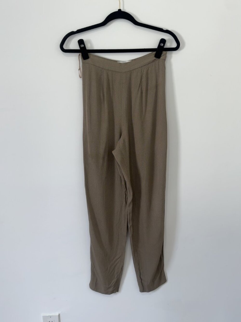 Valerie Stevens Taupe Herringbone Pleated High Rise Tapered Pants Size 4